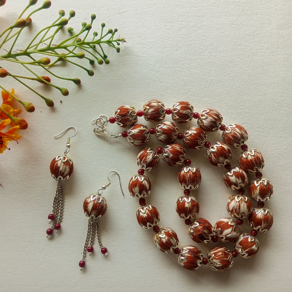 Ikat Beads Necklace - Copper