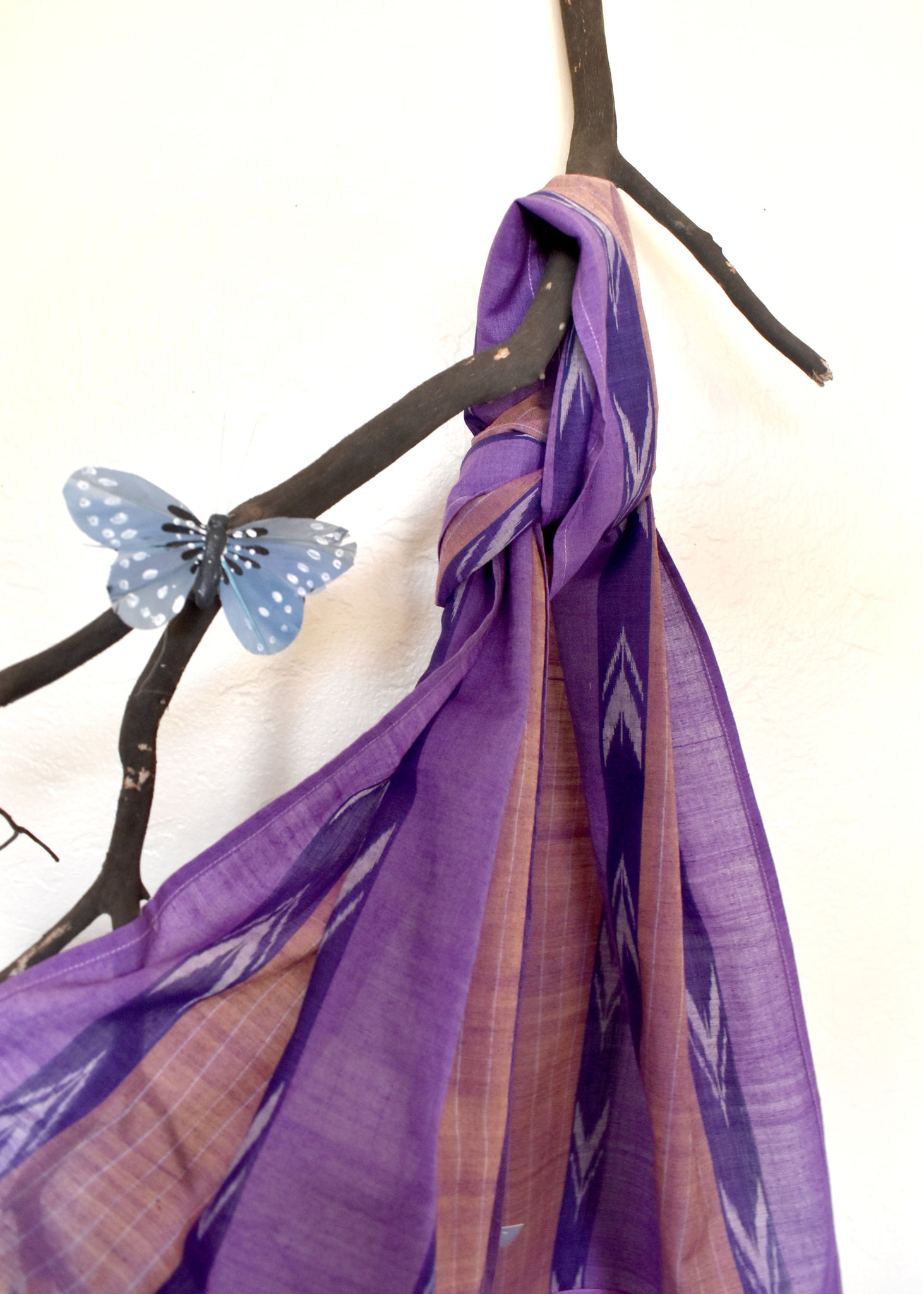 Buti strips allover ikat sambalpuri odisha tassels  embroidery narrow scarf headgear cotton light summer wear