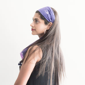 Dual tone shimmery purple ikat hairscarf