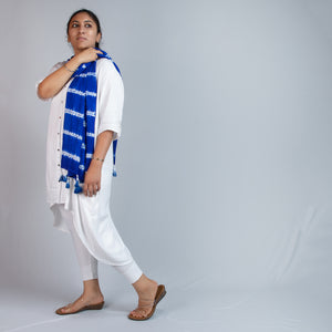 Blue and White Dotted Shibori Scarf/Stole