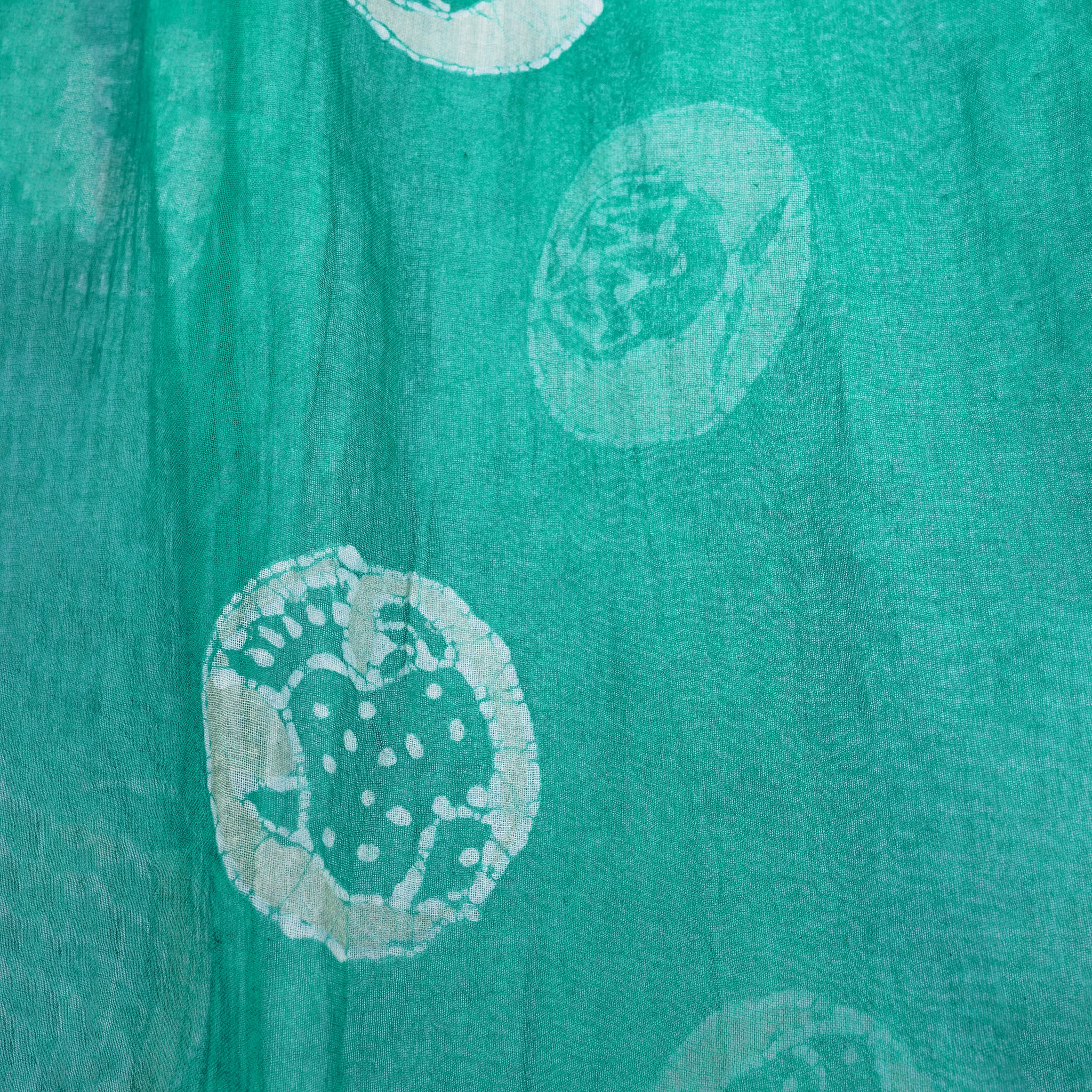 Green Batik stole with all-over fish tattoo motifs