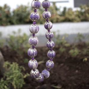 Handcrafted lavender ikat beaded necklace