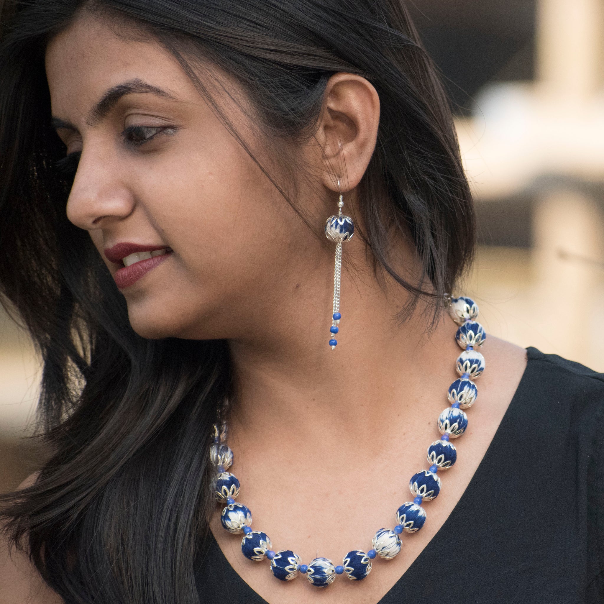 Natural Precious Blue Sapphire Single line Gemstone Necklace | Gemzlane