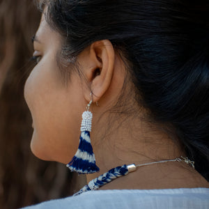 Maharani cotton ikat jewellery set of necklace and earrings