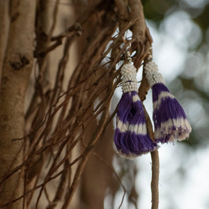 Maharani purple cotton tassel earrings